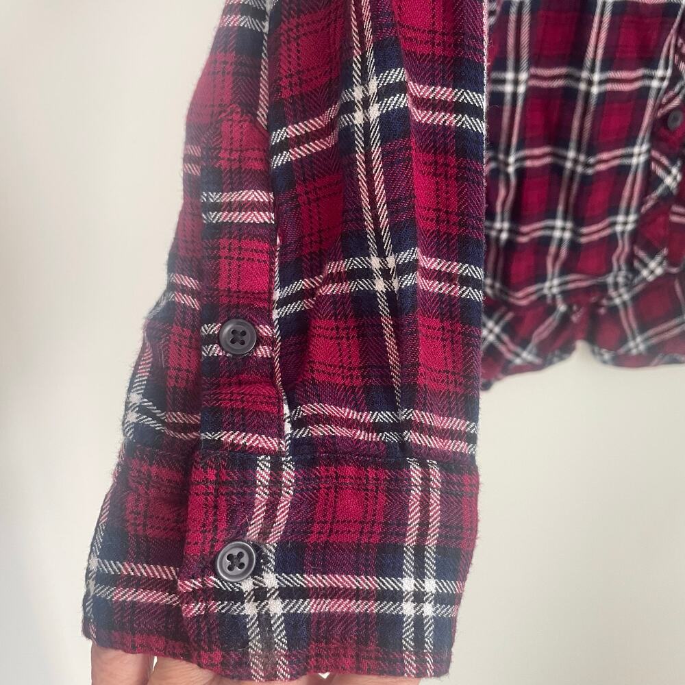 beachlunchlounge Shirt, Women's Size L, Red White Black, Plaid, Button Up - Picture 9 of 14